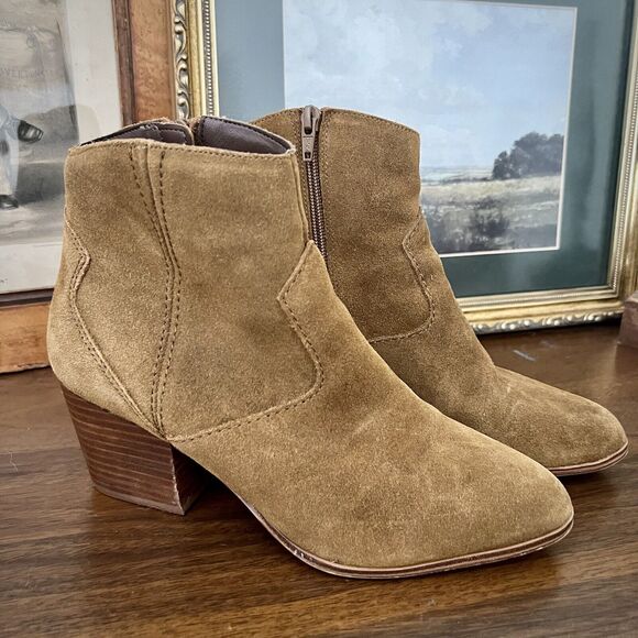 Aldo Tan Brown Suede Zip Ankle Bootie Boot Women Size 8.5 EUC - Picture 1 of 8